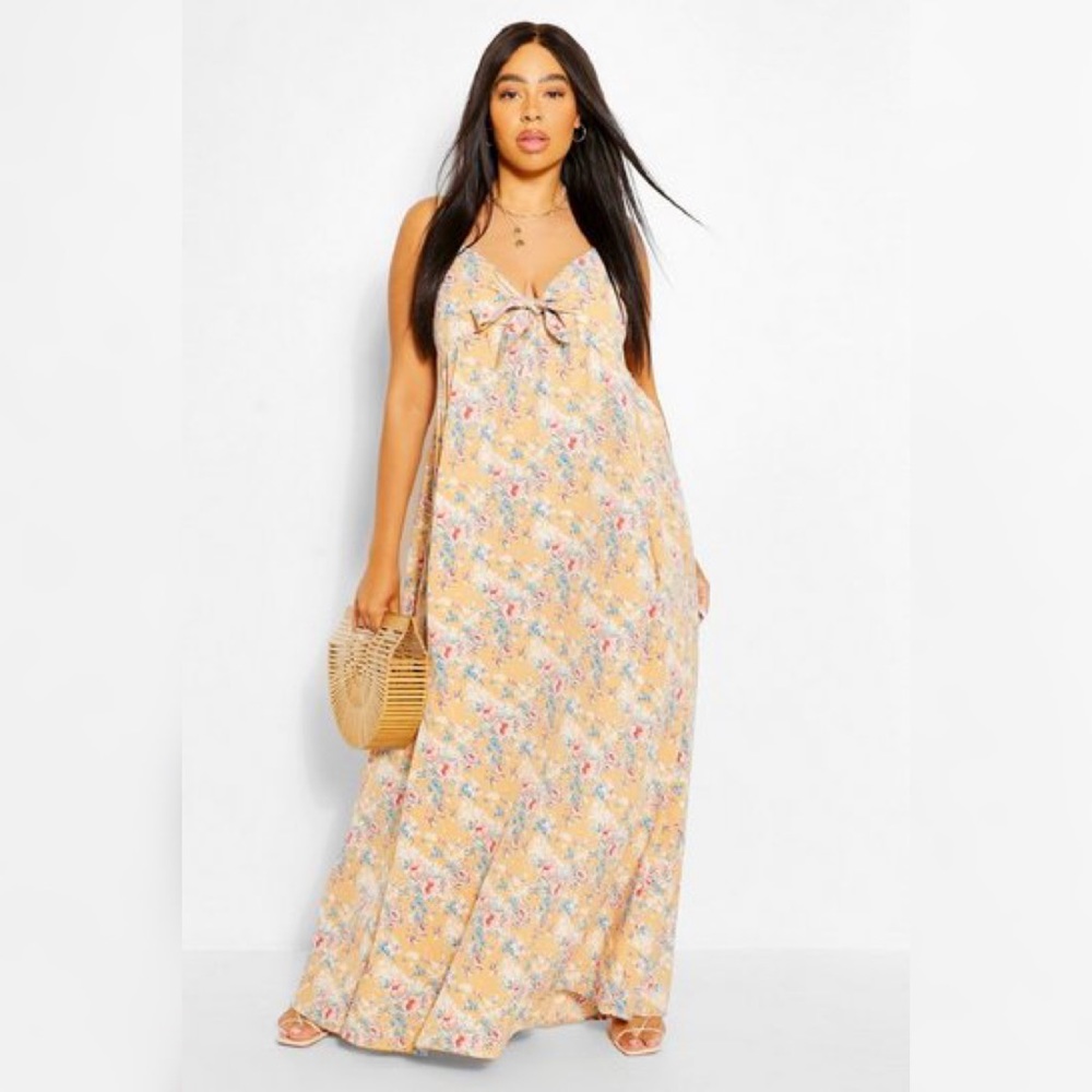 NWT Boohoo | Sleeveless Tie Front Floral Maxi Dres